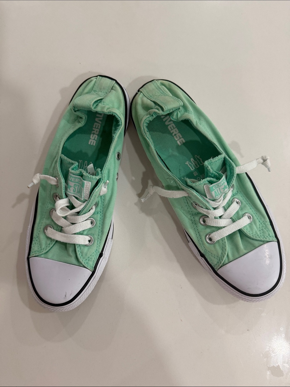Converse Low Top Canvas Sneakers in Mint Green with White Accents